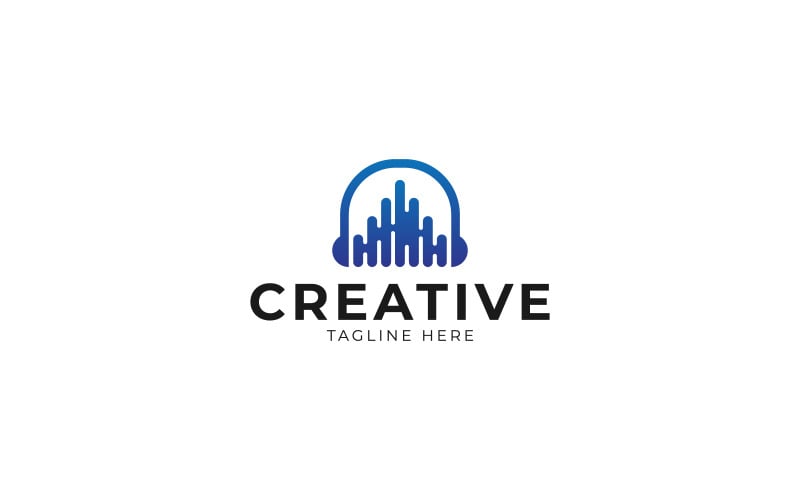 Lettre A logo audio avec casque