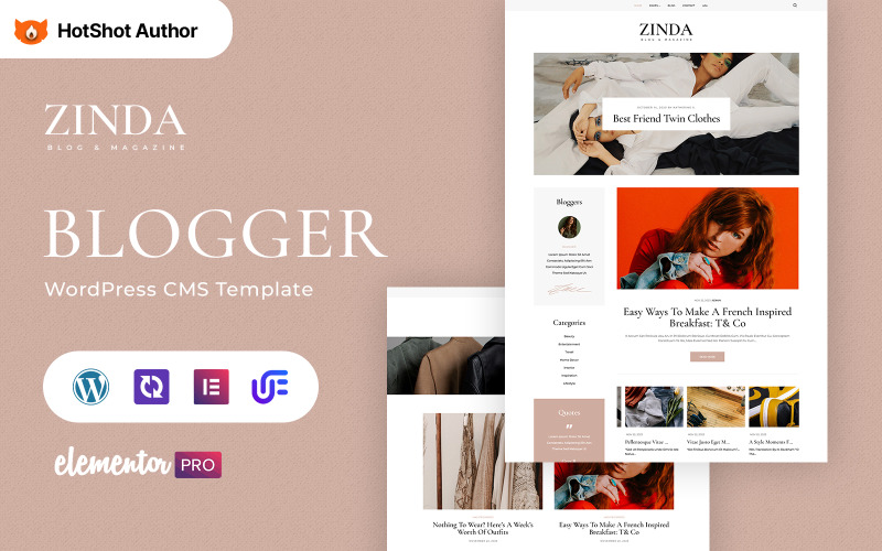 Zinda - Modeblogg WordPress Elementor Theme