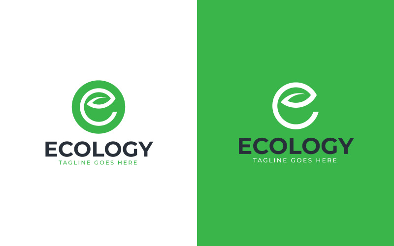 E Leaf Logo Template Design