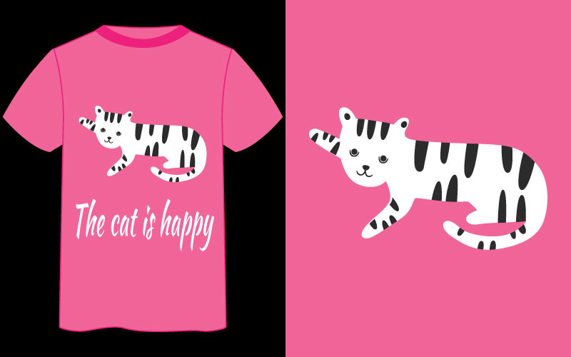 Este é o modelo de design de camiseta de gato