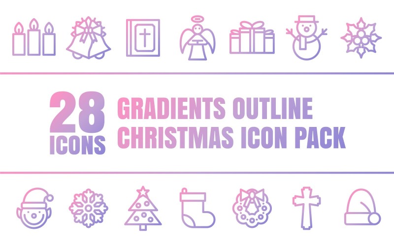 Gradizo — Многоцелевой набор иконок с Рождеством в стиле градиентного контура