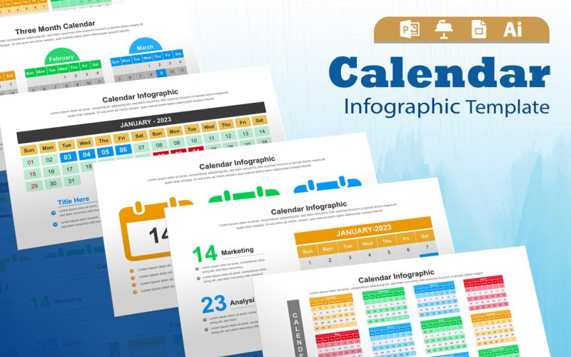 Kalender Infographic sjabloonontwerp lay-out