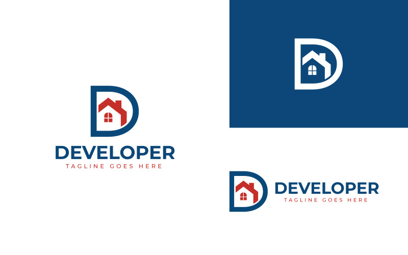 Modelo de design de logotipo para casa D