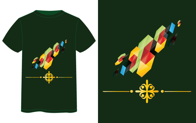T-shirt design with a colorful abstract art Template