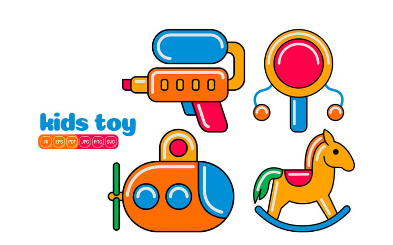 Pakiet wektorowy ikon zabawek dla dzieci #02