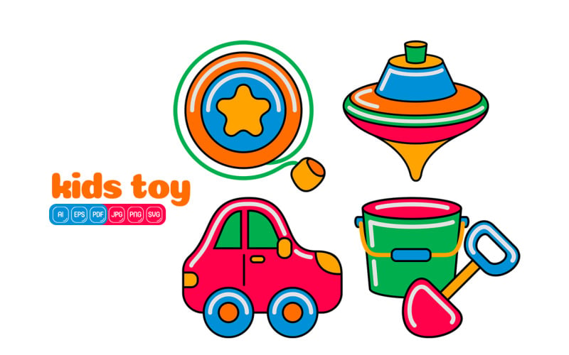Paquete de vectores de iconos de juguetes para niños n.° 04