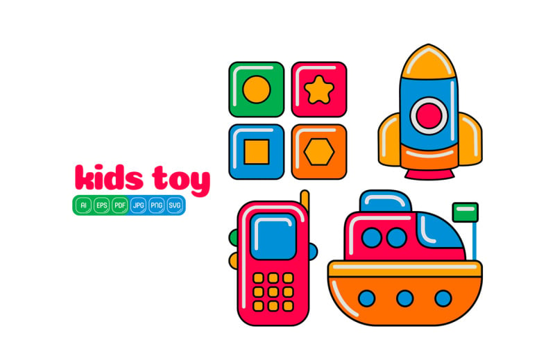 Pakiet wektorowy ikon zabawek dla dzieci #09