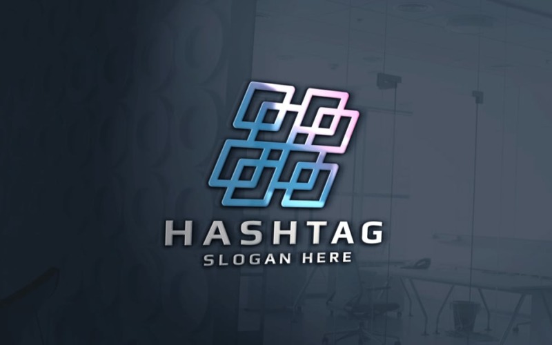 Modello di logo tecnologico hashtag