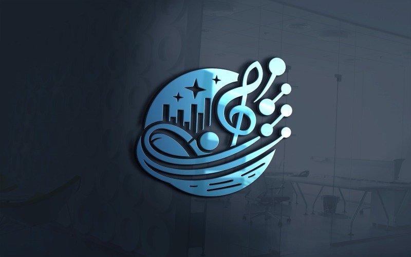 音乐商店标志模板矢量