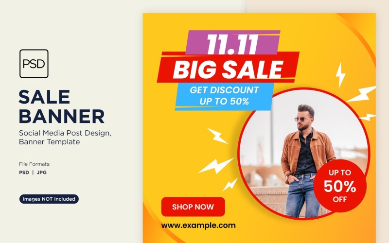 Gran venta en tienda y en línea cincuenta por ciento de descuento en diseño de banner