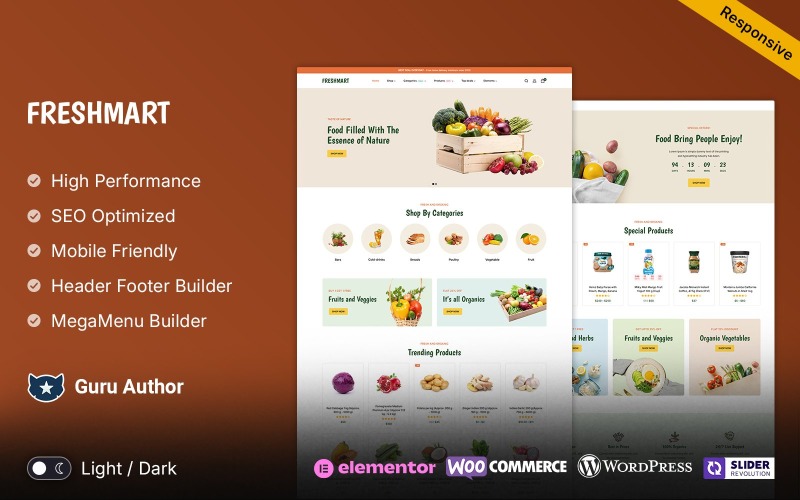 FreshMart – Potraviny a organické téma Elementor WooCommerce
