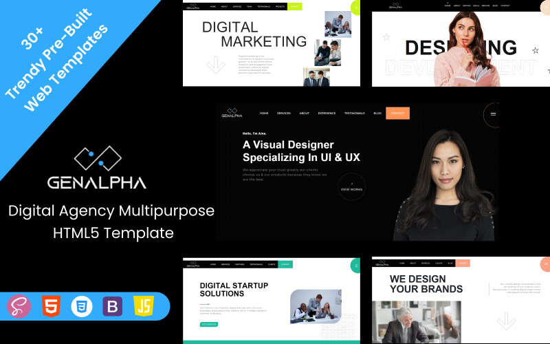 GenAlpha — Многоцелевые HTML-шаблоны для цифровых агентств