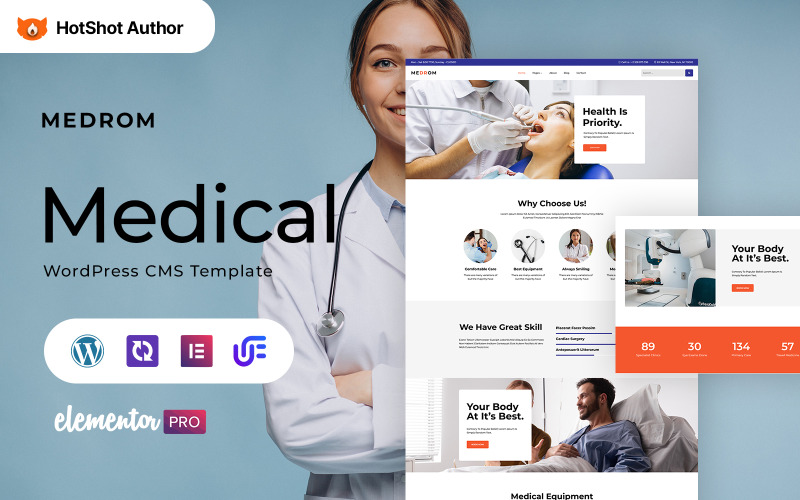 Medrom - Medische apparatuur WordPress Elementor-thema