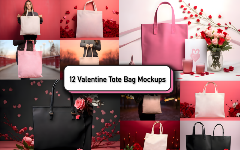 Pacchetto mockup di borsa tote per San Valentino