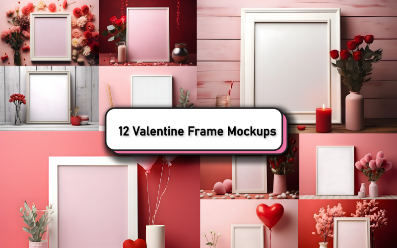 Paquete de maqueta de marco de póster de arte de pared de San Valentín