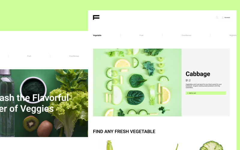 Веб-дизайн пользовательского интерфейса электронной коммерции овощей