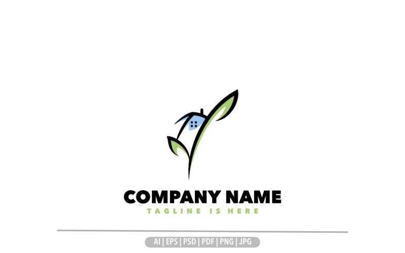 Blad huis logo ontwerp sjabloonontwerp