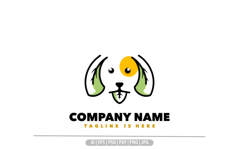 Logo de symbole de nature de chien de feuille