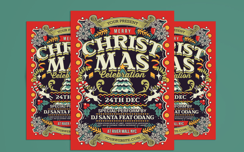 Modèles d'affiches de flyers de célébration de Noël