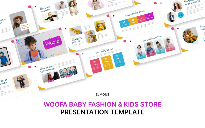 Modello di presentazione keynote del negozio di moda e bambini Woofa per bambini