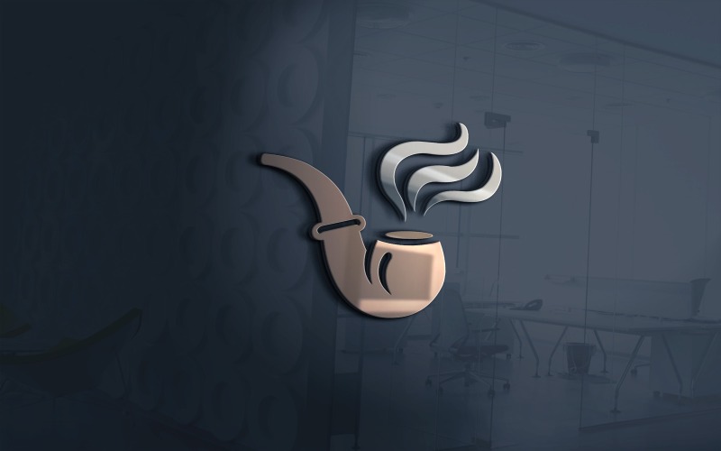 Modelo de logotipo de cachimbo marrom com fumaça