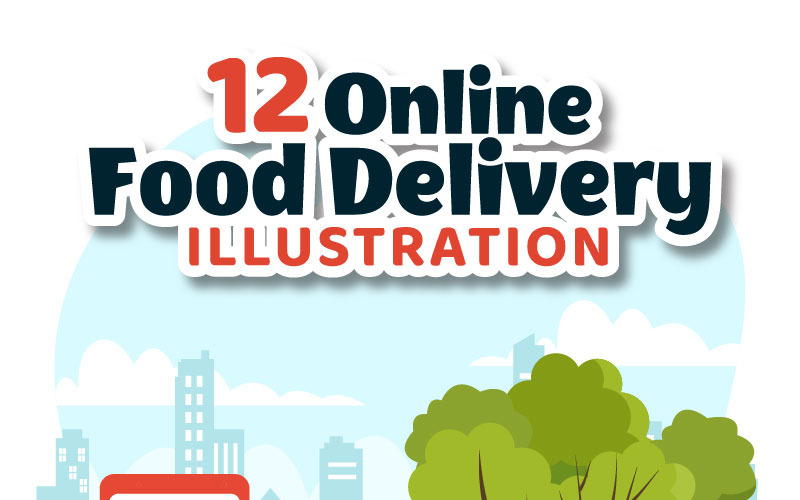 12 Online rozvoz jídla ilustrace
