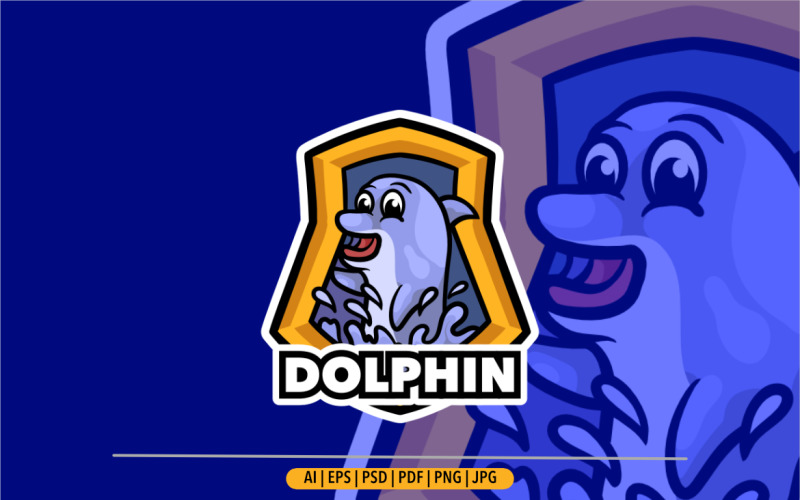 Delphin-Maskottchen-Logo-Design für den Sport