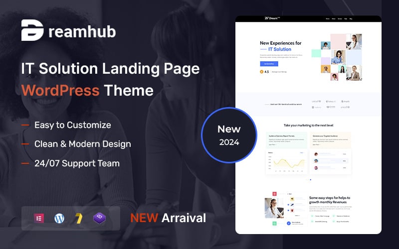 DreamHub - Tema de WordPress para solución de TI y página de destino