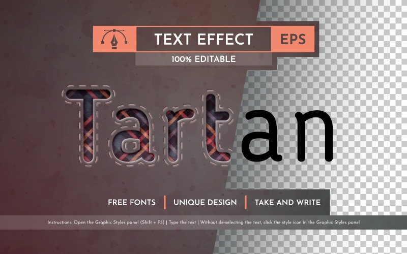 Текстильний тартан - текстовий ефект, який можна редагувати, стиль шрифту