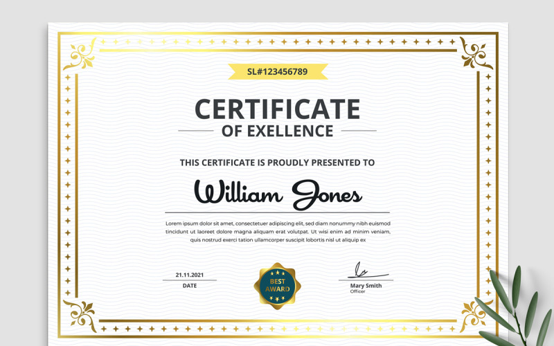 Certificates of Excellence Templates