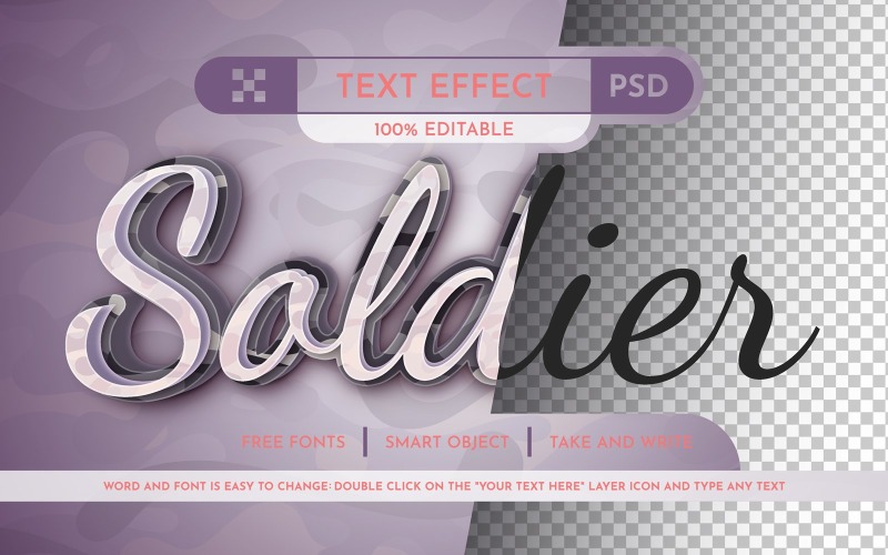 3d Soldier - Editable Text Effect, Font Style