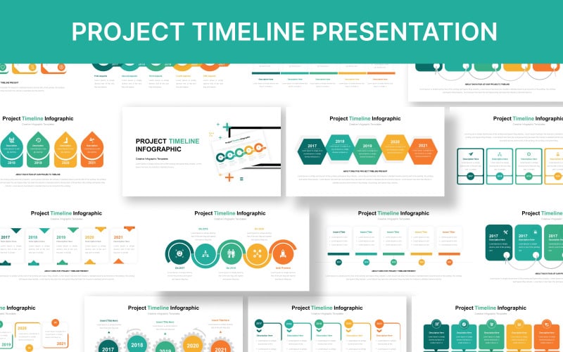 Modelo de apresentação em Powerpoint da linha do tempo do projeto