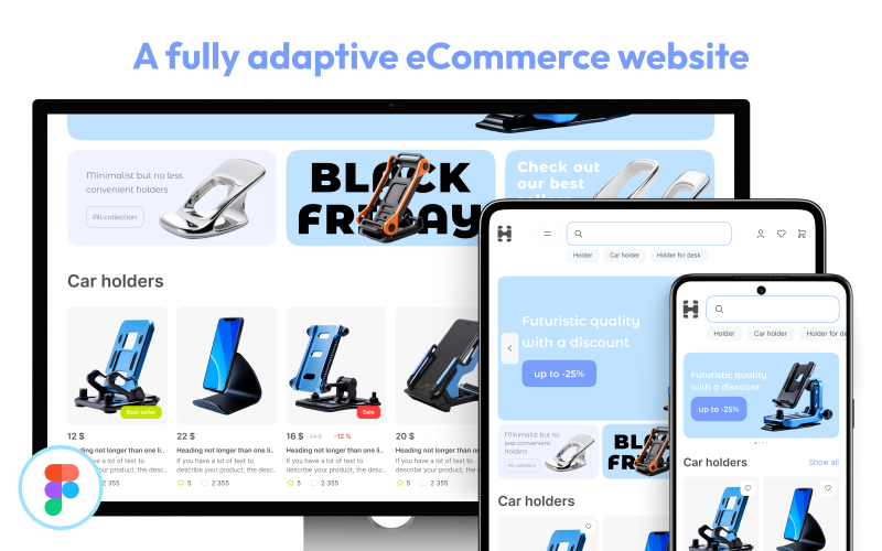 Holdo – E-Commerce-Website-UI-Vorlage für den Phone Holders Store