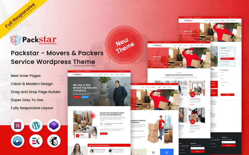 Packstar – тема для WordPress служби вантажників і пакувальників