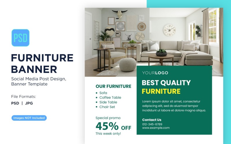Designvorlage für Möbelbanner in bester Qualität