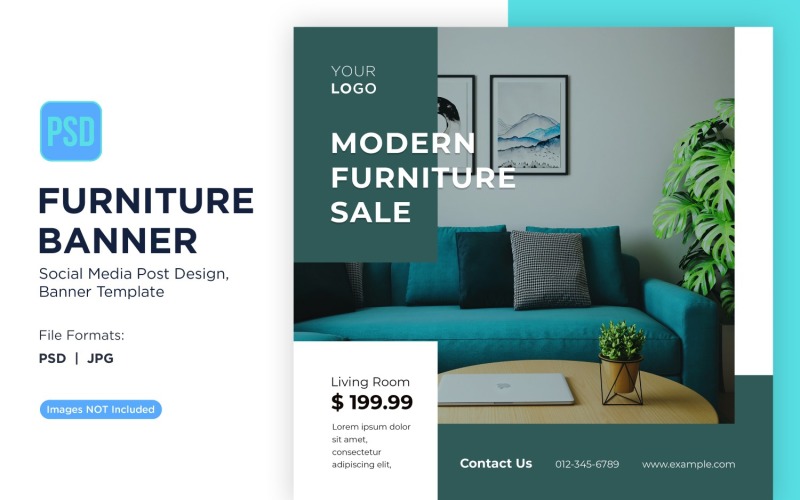 Moderna och snygga möbler stor försäljning banner designmall