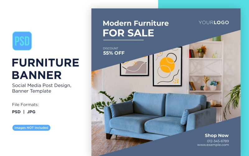 Plantilla de diseño de banner de venta de muebles modernos