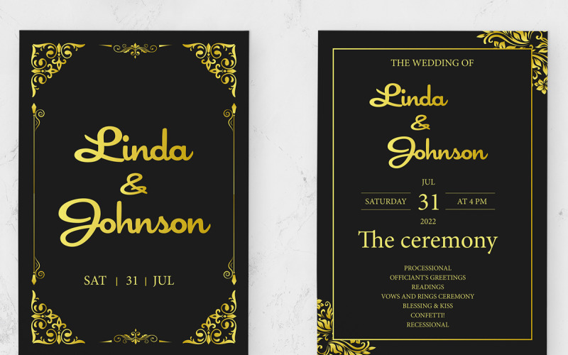 Black  Wedding Invitation Card Collection