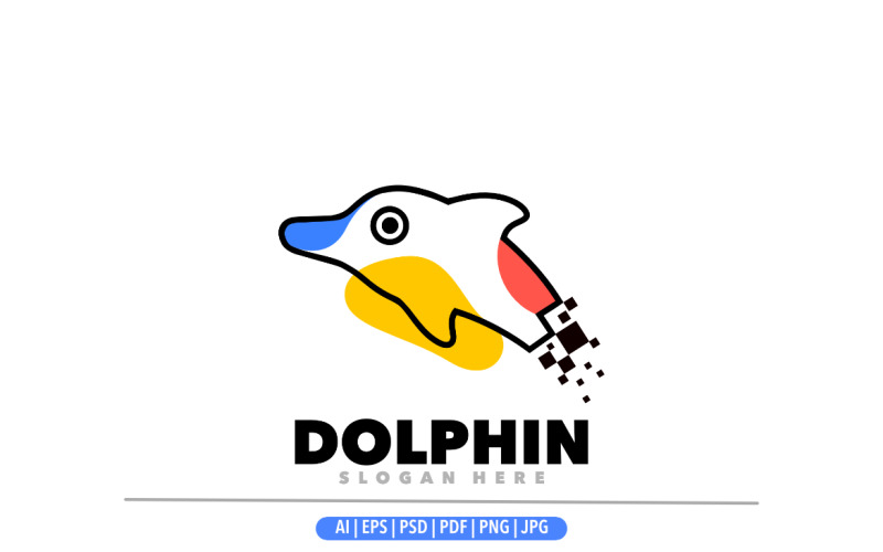 Dolphin pixel színes logó tervezősablon