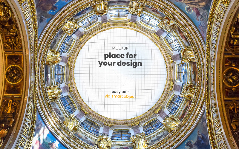 Mockup di arte circolare a soffitto a cupola