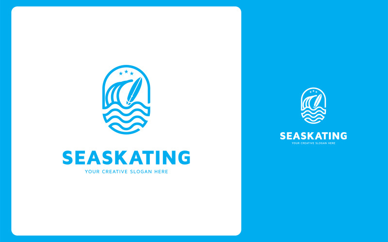Zee schaatsen Logo ontwerpsjabloon
