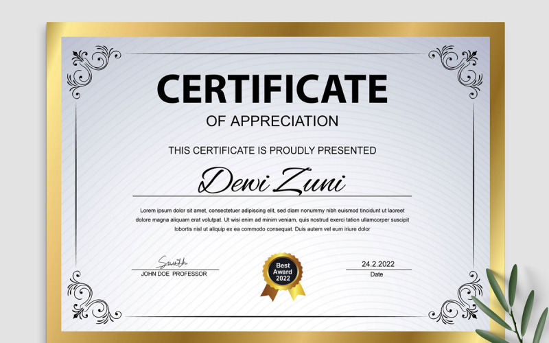 Certificates Template Layout #376341 - TemplateMonster