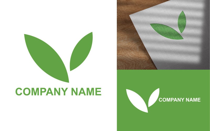Eenvoudig blad logo sjabloonontwerp