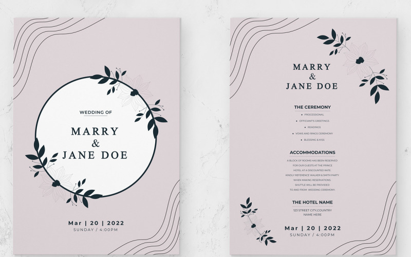 Flora Wedding Invitation Template