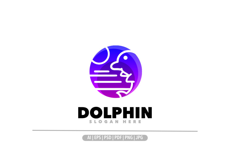 海豚圈渐变彩色标志模板设计