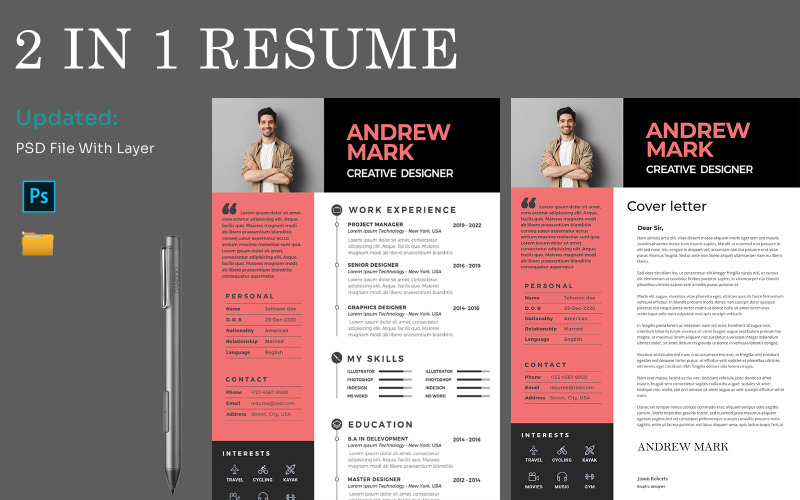 Modèle Psd De Couverture Et De Cv Bundle