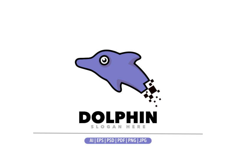 Šablona návrhu loga jednoduchého maskota delfína