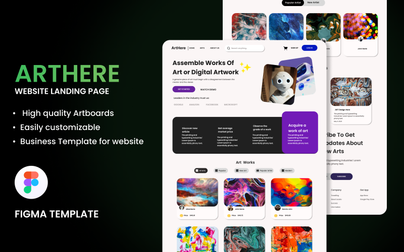 ARTHERE Webbplats Figma Landing Page