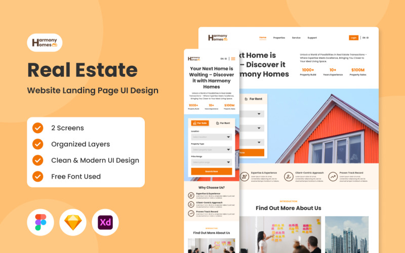 Harmony Homes - Página de inicio del sitio web de bienes raíces