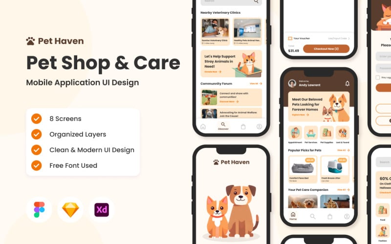 Pet Haven Pet Shop Care Mobile App TemplateMonster